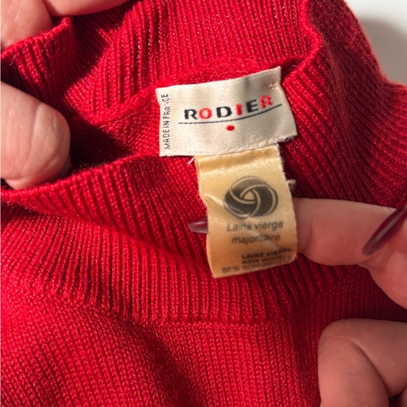 Rodier Red Geometric Pattern Sweater - Picture 3 of 6